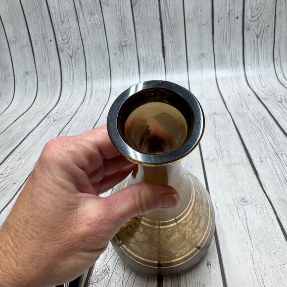 Vintage Genie Style Czech Bohemia Bottle Decanter w/Stopper 14” HEAVY Gold - Picture 7 of 8